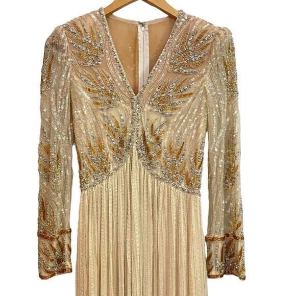 Bob Mackie & Lillie Rubin Vintage Heavily Beaded Sequin Glamorous Silk Gown 10 - Picture 2 of 15